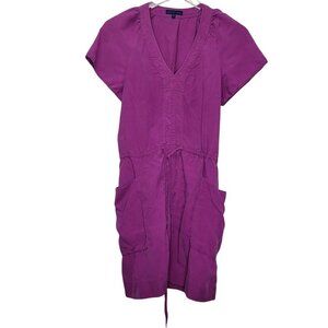 Martin + Osa Silk Dress Size 2 Purple Drawstring Waist V-Neck